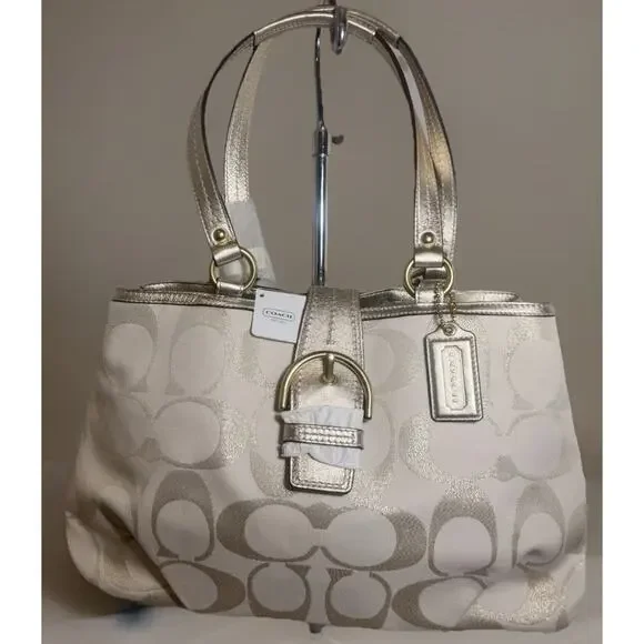 NWT Coach F20583 Soho Signature Metallic Carryall B4 Gold Tote Y2K Style